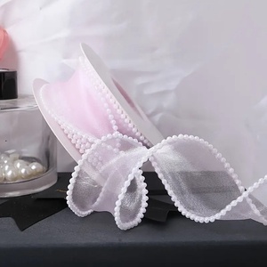 Gyöngyös szélű organza szalag - halvány lila - 4 mm, , Mindenmás, MESKA