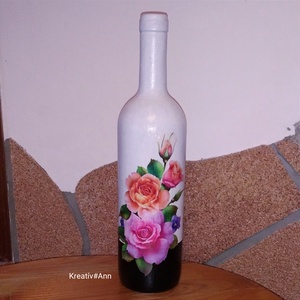 Díszüveg, Otthon & Életmód, Dekoráció, Virágdísz és tartó, Váza, Decoupage, transzfer és szalvétatechnika, Festett tárgyak, MESKA