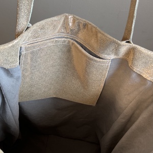 Arany színű bőr shopper táska - táska & tok - bevásárlás & shopper táska - shopper, textiltáska, szatyor - Meska.hu