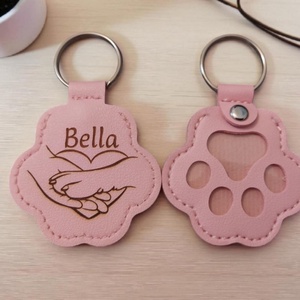 Egyedi gravírozású műbőr mancs kulcstartó, Táska & Tok, Kulcstartó & Táskadísz, Kulcstartó, Gravírozás, pirográfia, MESKA