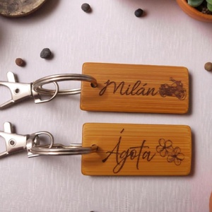 Gravírozott bambusz kulcstartó egyedi névvel, Táska & Tok, Kulcstartó & Táskadísz, Kulcstartó, Gravírozás, pirográfia, MESKA