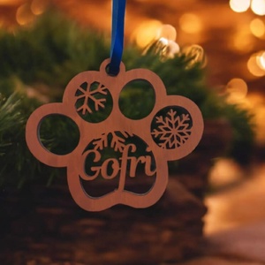 Egyedi cica mancs formájú karácsonyfadísz  cicád nevével - karácsony - karácsonyi lakásdekoráció - karácsonyfadíszek - Meska.hu