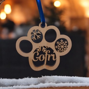 Egyedi cica mancs formájú karácsonyfadísz  cicád nevével, Karácsony, Karácsonyi lakásdekoráció, Karácsonyfadíszek, Famegmunkálás, Gravírozás, pirográfia, MESKA