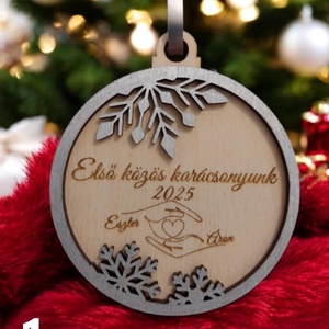 Első közös karácsonyunk  Személyre szabható karácsonyfadísz pároknak, Karácsony, Karácsonyi lakásdekoráció, Karácsonyfadíszek, Famegmunkálás, Gravírozás, pirográfia, MESKA