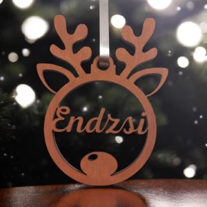 Rénszarvasos karácsonyi dísz  Egyedi névvel, Karácsony, Karácsonyi lakásdekoráció, Karácsonyfadíszek, Famegmunkálás, Gravírozás, pirográfia, MESKA