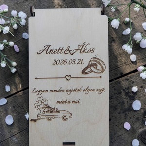 Esküvői pénzátadó doboz � egyedi gravírozással - esküvő - emlék & ajándék - nászajándék - esküvői pénzátadó boríték, kártya - Meska.hu