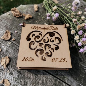 Gyűrűtartó doboz, Esküvő, Kiegészítők, Gyűrűtartó & Gyűrűpárna, Gravírozás, pirográfia, MESKA