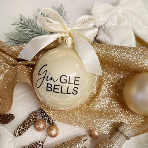 GINgle bells karácsonyi üveggömb, feliratos karácsonyi üveg gömb dísz, karácsonyfa dísz, Karácsony, Karácsonyi lakásdekoráció, Karácsonyfadíszek, , MESKA