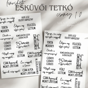Lemosható esküvői tetkó, Esküvői tetoválás, ideiglenes tetoválás, vicces feliratos tetoválás - esküvő - esküvői szett - Meska.hu