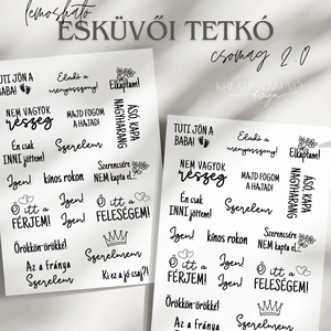 Lemosható esküvői tetkó, Esküvői tetoválás, ideiglenes tetoválás, vicces feliratos tetoválás - esküvő - esküvői szett - Meska.hu