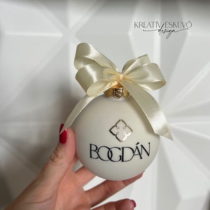 Céges karácsonyi üveggömb, feliratos karácsonyi üveg gömb dísz, karácsonyfa dísz céges logóval - logózott karácsonyfadís - Meska.hu