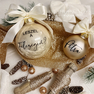 Leszel a feleségem? karácsonyi üveggömb, feliratos karácsonyi üveg gömb dísz, karácsonyfa dísz, Karácsony, Karácsonyi lakásdekoráció, Karácsonyfadíszek, , MESKA