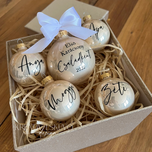 Családi szett karácsonyi üveggömb, feliratos karácsonyi üveg gömb dísz, karácsonyfa dísz, Karácsony, Karácsonyi lakásdekoráció, Karácsonyfadíszek, , MESKA