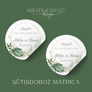 Esküvői sütisdoboz/köszönőajándék matrica  Stílusos dísze az esküvői sütisdobozaitoknak, melyeket távozáskor kapnak a v - esküvő - meghívó & kártya - meghívó - Meska.hu