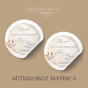 Esküvői sütisdoboz/köszönőajándék matrica  Stílusos dísze az esküvői sütisdobozaitoknak, melyeket távozáskor kapnak a v - esküvő - meghívó & kártya - meghívó - Meska.hu