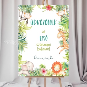 SAFARI 2 SZÜLINAPI KÖSZÖNTŐ TÁBLA � WELCOME TÁBLA � ÜDVÖZLŐ TÁBLA � GRAFIKUS KÖSZÖNTŐ TÁBLA SZÜLINAPRA, Baba - mama, Babaemlékek, Babanapló, , MESKA