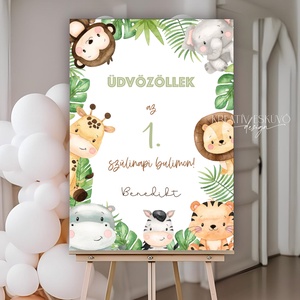 SAFARI  SZÜLINAPI KÖSZÖNTŐ TÁBLA � WELCOME TÁBLA � ÜDVÖZLŐ TÁBLA � GRAFIKUS KÖSZÖNTŐ TÁBLA SZÜLINAPRA, Baba - mama, Babaemlékek, Babanapló, , MESKA