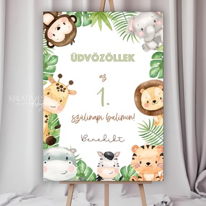 SAFARI  SZÜLINAPI KÖSZÖNTŐ TÁBLA � WELCOME TÁBLA � ÜDVÖZLŐ TÁBLA � GRAFIKUS KÖSZÖNTŐ TÁBLA SZÜLINAPRA - baba - mama - babaemlékek - babanapló - Meska.hu