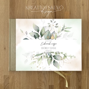 Greenery, zöld leveles, természetközeli esküvői vendégkönyv, fotókönyv, Esküvő, Emlék & Ajándék, Vendégkönyv, , MESKA
