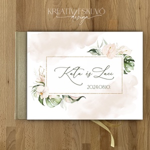 Jungle, dzsungel, virágos esküvői vendégkönyv, fotókönyv - Meska.hu