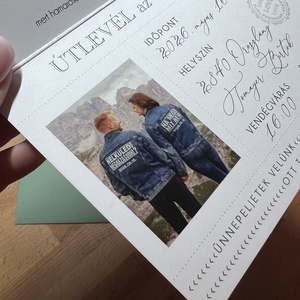 Passport fényképes útlevél meghívó, Beszállókártya, Repülőjegy, zöld - esküvő - meghívó & kártya - meghívó - Meska.hu