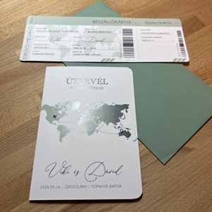 Passport fényképes útlevél meghívó, Beszállókártya, Repülőjegy, zöld - Meska.hu