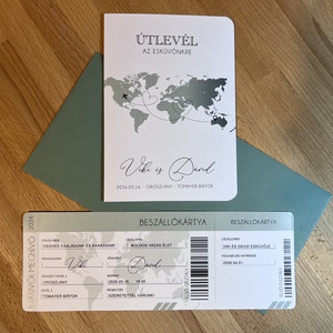 Passport fényképes útlevél meghívó, Beszállókártya, Repülőjegy, zöld - esküvő - meghívó & kártya - meghívó - Meska.hu