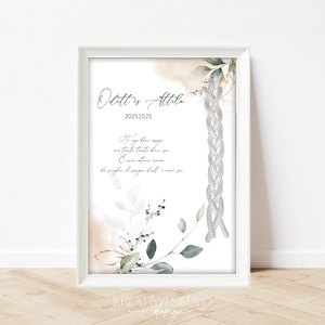 Kötélceremónia tábla - greenery, természetközeli, zöld-barack, Esküvő, Dekoráció, Helyszíni dekor, Fotó, grafika, rajz, illusztráció, MESKA