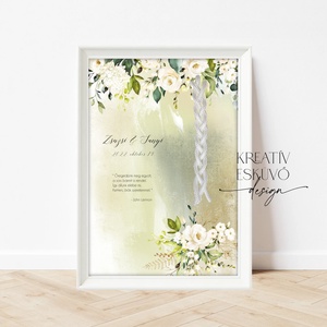 Kötélceremónia tábla - greenery, hold, moon, telihold, Esküvő, Dekoráció, Helyszíni dekor, Fotó, grafika, rajz, illusztráció, MESKA