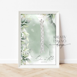 Kötélceremónia tábla - greenery, természetközeli, zöld, Esküvő, Dekoráció, Helyszíni dekor, Fotó, grafika, rajz, illusztráció, MESKA