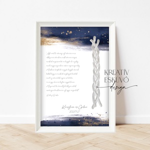 Kötélceremónia tábla - Navy Blue, gold, sötétkék-arany - Meska.hu