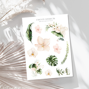 Matrica vendégkönyvhöz � Jungle, monstrera matricák esküvőre � esküvői matricák � jókívánságok - esküvő - emlék & ajándék - vendégkönyv - Meska.hu