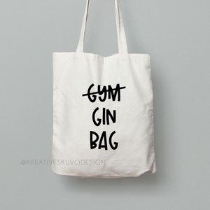 Feliratos vászontáska - Gym, gin, bag - Meska.hu