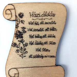 Házi áldás hűtőmágnes , Otthon & Életmód, Konyhafelszerelés, tálalás, Konyhai dekoráció, Hűtőmágnes, Gravírozás, pirográfia, MESKA