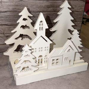 Téli falucska mécsestartó - Meska.hu