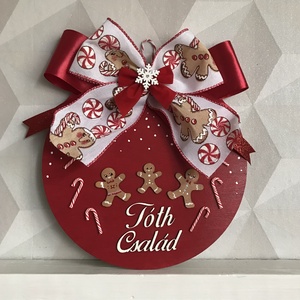 Mézi családtábla, Karácsony, Adventi díszek, Adventi ajtódísz, Festészet, MESKA
