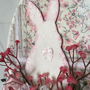 Nyuszis kopogtató - ünnepi díszek, dekorációk - húsvéti díszek és dekorációk - húsvéti ajtódísz, kopogtató - Meska.hu