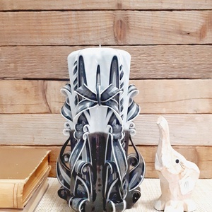 Faragott gyertya - XXL méretű ZEBRA, Esküvő, Dekoráció, Asztaldísz, Gyertya-, mécseskészítés, Meska