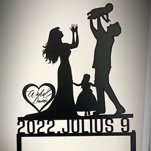 Esküvői nászpár tortadísz gyerekekkel - esküvő - dekoráció - sütidísz - Meska.hu