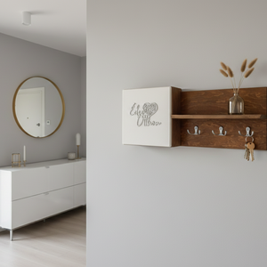 Szekrényes fali kulcstartó rendező , Otthon & Életmód, Dekoráció, Fali és függő dekoráció, Fali kulcstartó, Famegmunkálás, MESKA