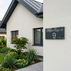 Antracit modern házszám tábla plexi - Meska.hu