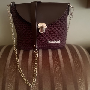 Horgolt barna alkalmi oldaltáska., Táska & Tok, Kézitáska & válltáska, Alkalmi táska, Horgolás, MESKA