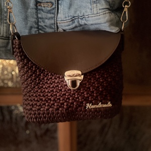 Horgolt barna alkalmi oldaltáska. - táska & tok - kézitáska & válltáska - alkalmi táska - Meska.hu