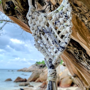 Makramé nyaklánc, Tarka mitás - ékszer - nyaklánc - bojtos nyaklánc - Meska.hu