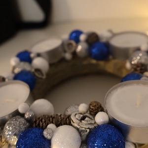 Kék-fehér adventi koszorú - karácsony - adventi díszek - adventi koszorú - Meska.hu