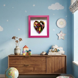 � Heartwood Mosaic � 3D Kézműves Faliplasztika Málnarózsaszín Vitrinkeretben - Meska.hu