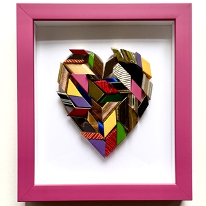 � Heartwood Mosaic � 3D Kézműves Faliplasztika Málnarózsaszín Vitrinkeretben - otthon & életmód - dekoráció - kép & falikép - képkeret - Meska.hu