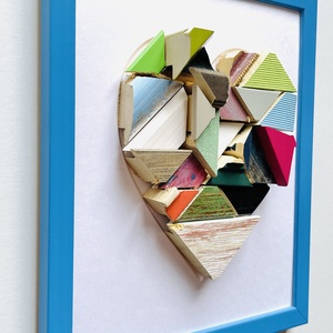 � Azure Mosaic Heart � 3D Kézműves Faliplasztika Élénkkék Keretben (Üveg nélkül) - otthon & életmód - dekoráció - kép & falikép - képkeret - Meska.hu