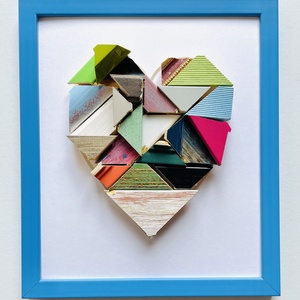 � Azure Mosaic Heart � 3D Kézműves Faliplasztika Élénkkék Keretben (Üveg nélkül) - otthon & életmód - dekoráció - kép & falikép - képkeret - Meska.hu
