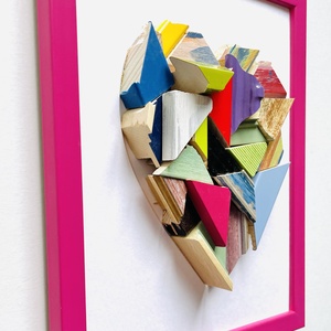 � Raspberry Pop Mosaic Heart � 3D Kézműves Faliplasztika - otthon & életmód - dekoráció - kép & falikép - képkeret - Meska.hu